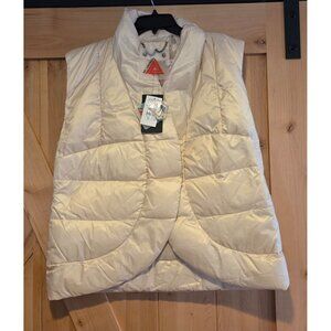 New! My Anorak Size L Bone Down Puffer Vest Curved Front Snap Lagenlook